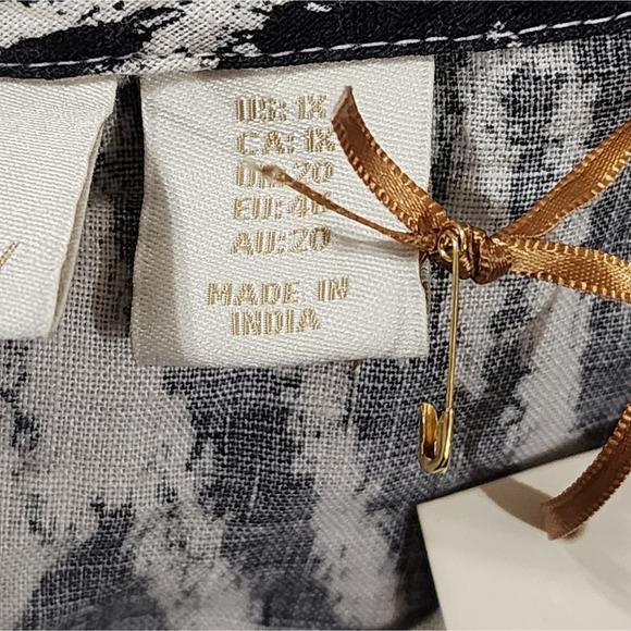 Cynthia Rowley 100% linen black and white tropical frond blouse plus size 1X new - Picture 5 of 6